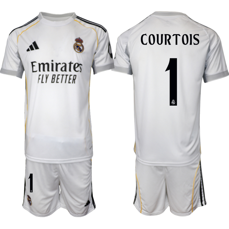 Men 2025-2026 Club Real Madrid home White #1 Soccer Jersey